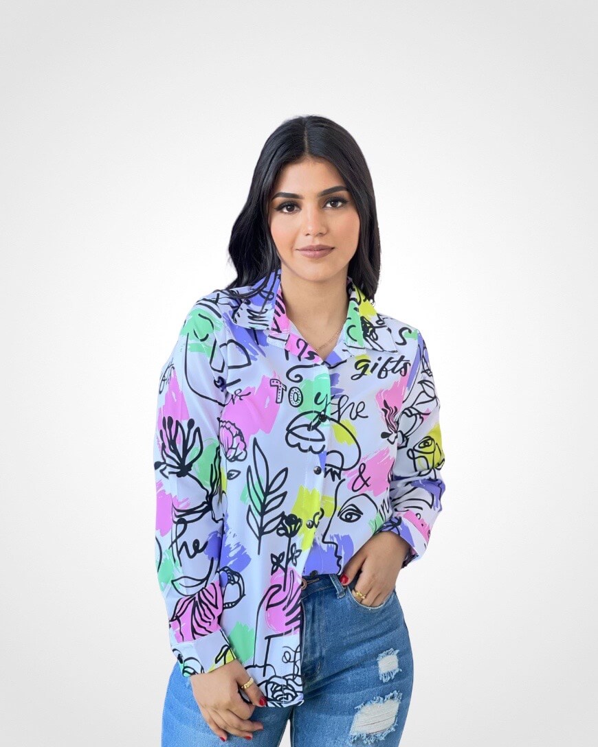 Camisa caras abstractas